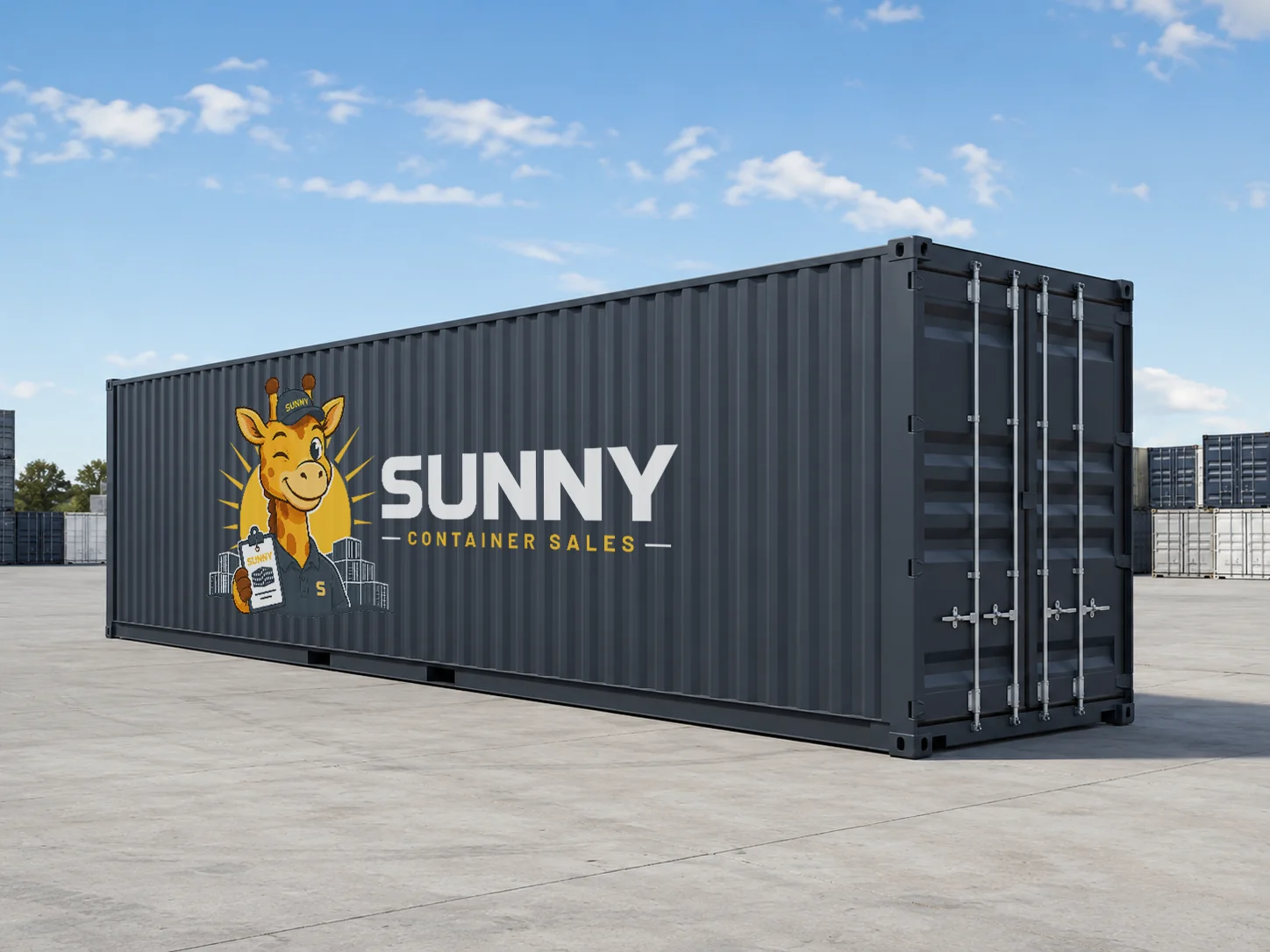 Charcoal Sunny Container Sales 40ft high cube shipping container at a South East Queensland yard