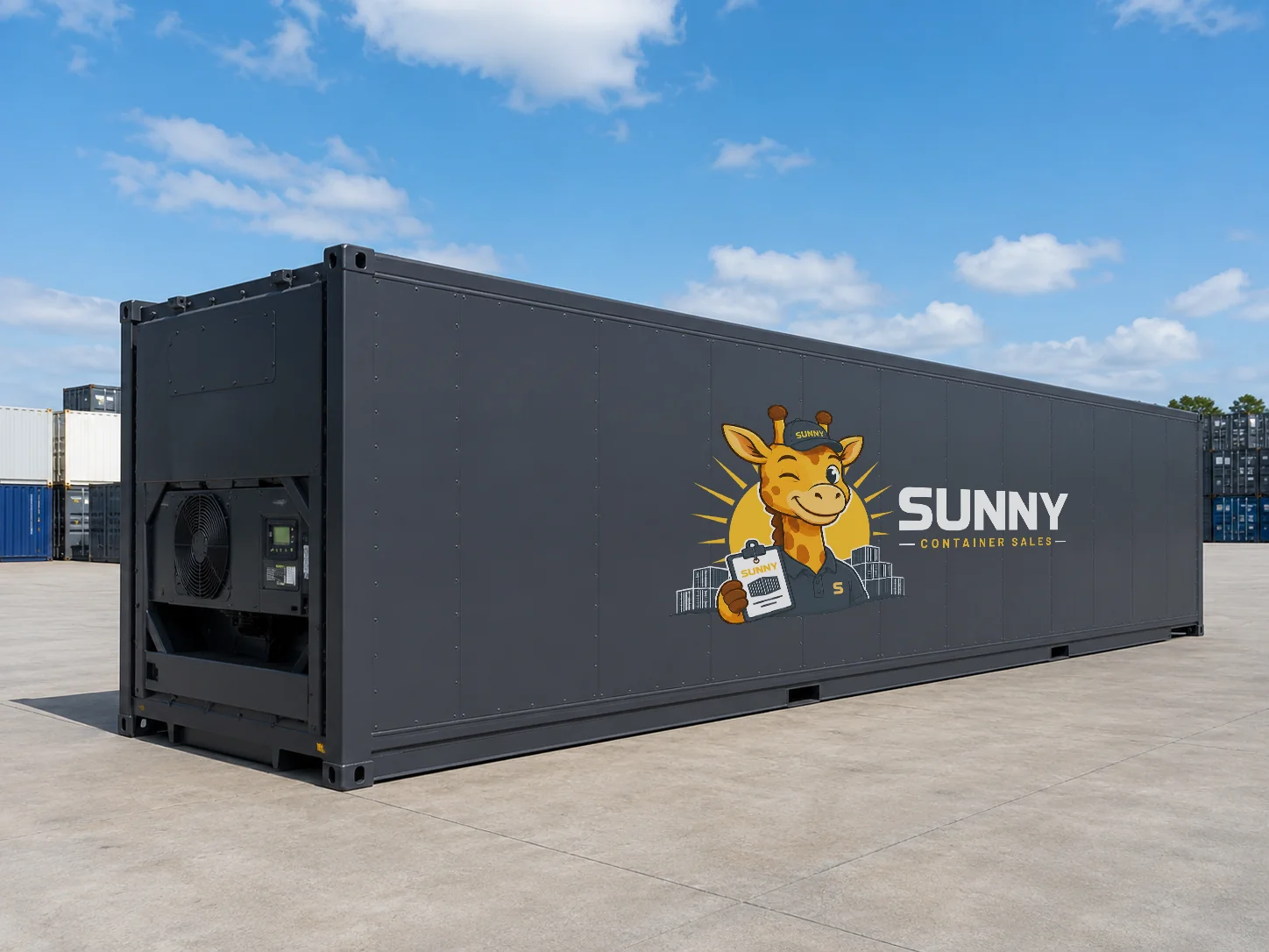 Charcoal Sunny Container Sales 40ft insulated ex-reefer shipping container at a South East Queensland yard