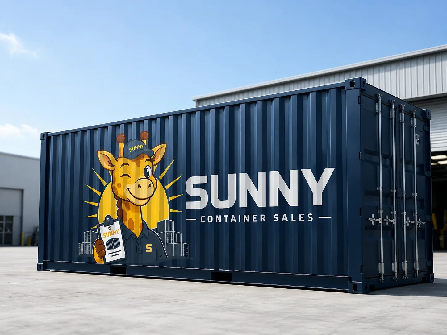 Sunny Container Sales branded 20ft shipping container at a South East Queensland yard