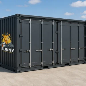 Charcoal Sunny Container Sales 20ft side-opening shipping container with twin side doors, South East Queensland