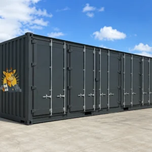 Charcoal Sunny Container Sales 40ft four-door side-opening shipping container at a South East Queensland yard